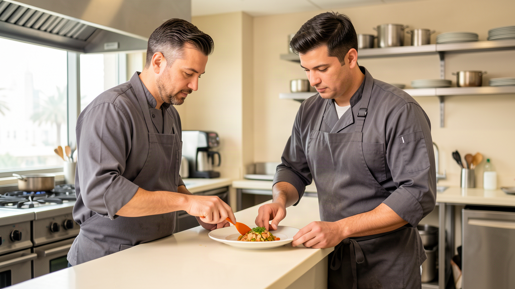 Restaurant team preparing food