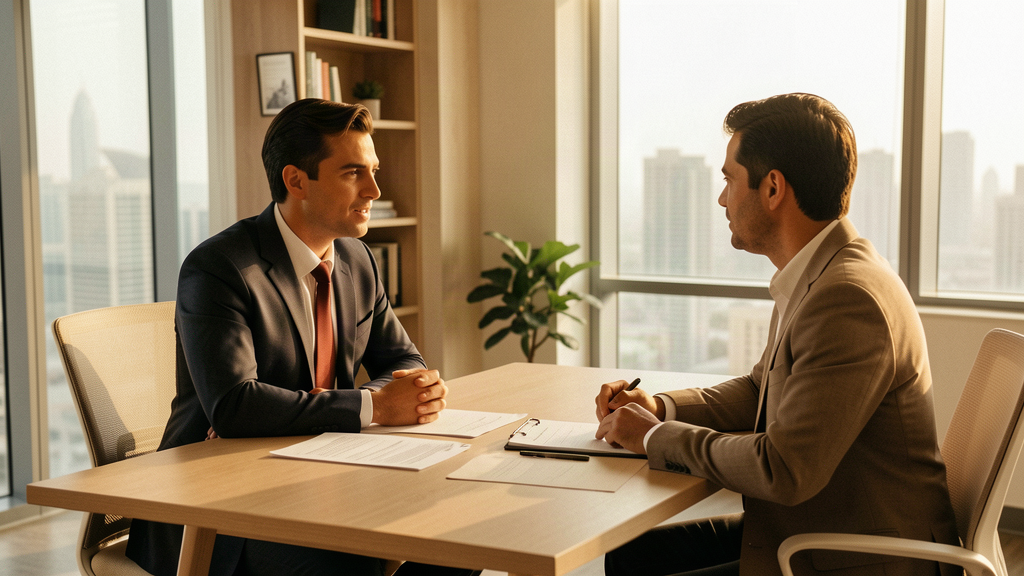 Professional consultant meeting a client